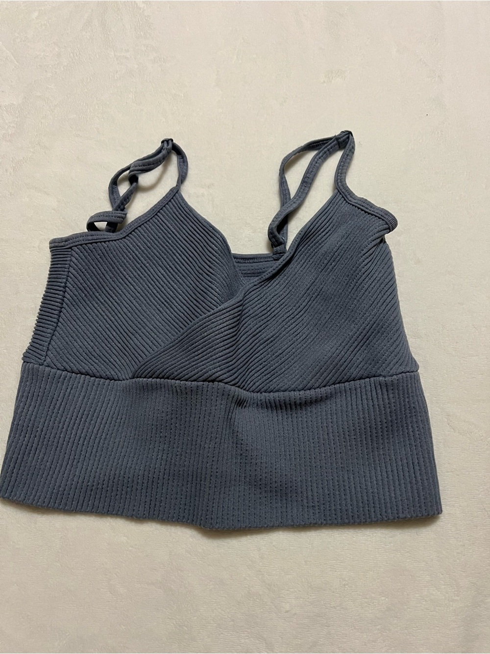 Aura Ribbed Charcoal Cropped Bralette